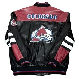 Vintage Colorado Avalanche Carl Banks G-III NHL Hockey Leather Jacket